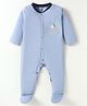 OHMS Single Jersey Knit Full Sleeves Sleep Suit with Penguin Print - Light Blue