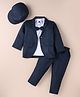 Robo Fry Lycra Knit Full Sleeves Solid Colour Textured Blazer T-Shirt & Trouser Set with Attached Bow - Charcoal Grey