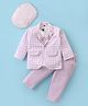 Robo Fry Lycra Knit Full Sleeves Checkerd Blazer with T-Shirt & Trouser Set - Pink