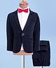 Robo Fry Woven Full Sleeves 3 Piece Party Suit with Bow - Navy Blue