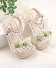 Babyoye Party Wear Sandal with Pearl Embellishments & Floral Applique - White