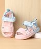 Babyoye Casual Sandals with Velcro Closure & Bear Applique - Pink