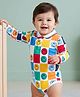 Babyhug 100% Cotton Knit Full Sleeves Collared Onesie with Smiley Print - White
