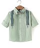 Robo Fry Cotton Woven Full Sleeves Solid Colour Party Shirt with Bow & Suspender - Mint