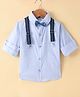 Robo Fry Woven Full Sleeves Solid Colour Shirt with Bow & Suspender - Sky Blue