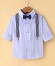 Robo Fry Cotton Full Sleeves Pintuck Detailing Solid Colour Party Shirt with Bow & Suspenders