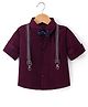 Robo Fry Cotton Woven Full Sleeves Solid Colour Party Shirt with Bow Suspender & Pinktucks Detailing - Maroon