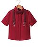 Robo Fry Cotton Woven Full Sleeves Solid Colour Party Shirt with Bow & Suspender - Maroon