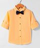 Robo Fry Woven Full Sleeves Solid Colour Party Shirt With Bow - Orange