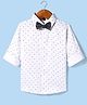 Robo Fry Cotton Blend Woven Full Sleeves Printed Party Shirt with Bow - White
