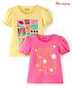 Honeyhap Premium 100% Cotton Knit Half Sleeves Tops with Floral Print Pack of 2 - Yellow & Pink