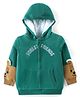 Simply Cotton Knit Full Sleeves Front Open Hooded Sweatjacket With Animal Patch Detailing & Kangaroo Pockets - Multicolour