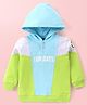 Babyhug Cotton Knit Full Sleeves Hooded Sweatshirt with Text Print & Cut & Sew Design - Blue & Lime Green