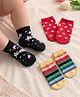 Cute Walk by Babyhug Anti-Bacterial Ankle Length Striped & Star Designed Socks Pack of 3 - Yellow Red & Black