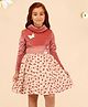 Cutecumber Full Sleeves Butterfly Applique Placement Floral Printed Dress - Rust  Red