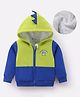 Kookie Kids Full Sleeves Hooded Sweatjacket with Dino Print - Blue & Green