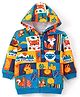 Babyhug Cotton Knit Full Sleeves Hooded Sweatshirts with Animals Print & Kangaroo Pockets - Blue & Yellow