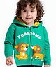 Babyhug Cotton Knit Full Sleeves Lion Printed Hooded Sweat Jacket - Sea Green