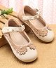 Babyoye Ballerinas with Velcro Closure & Applique - Beige