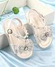 Babyoye Sandals with Buckle Closure Pearl & Bow Detailing - White