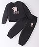 Tiara Cotton Jersey Full Sleeves Bear & Love Pasie Text Printed Coordinating Tee & Joggers Set - Black
