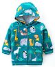 Babyhug Cotton Knit Full Sleeves Hooded Sweatjacket With Kangaroo Pockets Animal Print - Green