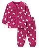 Doodle Poodle Cotton Knit Full Sleeves Front Open Thermal Vest &  Legging Set with Rainbow Print  - Dark Pink