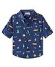 Babyhug Cotton Woven Full Sleeves Regular Collar Tress Printed Shirt with Pocket Detailing - Navy Blue
