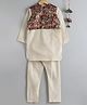 Twisha Full Sleeves Solid Coordinating Kurta Pyjama With Animal Printed Jacket - Off White
