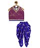 Twisha Sleeveless Halter Neck Floral Printed & Lace Embellished Top With Dhoti - Magenta & Blue