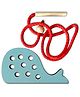 Mini Leaves Lacing Activity for Kids |Wooden Lacing Toys for Toddlers |Preschooler Educational fine Motor Skill Toys for 3+ Years (Snail, Sky Blue)