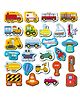 Mini Leaves 26 Pieces Transport Full Magnetic Fridge Magnets for Kids- Car, Bus, Boat, UFO with Traffic Sign Board for whiteboard - Educational Toy for Kids