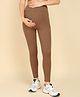 Zelena Solid Ultrastretch  Maternity Leggings With Pocket -  Brown