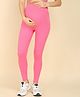 Zelena Solid Ultrastretch  Maternity Leggings With Pocket - Pink