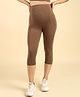 Zelena Ultra Stretch Solid Maternity Capri -  Brown Milange