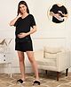 Zelena Viscose Half Sleeves Extra Stretchable Solid Top & Shorts Set - Black