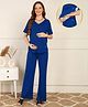 Zelena Viscose Half Sleeves Extra Stretchable Solid Top & Pyjama Set - Blue