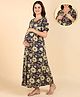 Zelena 100% Cotton Half Sleeves Floral Printed Zipless Maternity Nighty - Blue