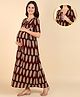 Zelena 100% Cotton Half Sleeves Leaves Printed Zipless Maternity Nighty - Maroon