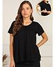 Zelena Half Sleeves Solid Extra Stretchable Zipless Maternity Top - Black