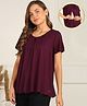 Zelena Half Sleeves Solid Extra Stretchable Zipless Maternity Top - Burgundy