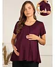 Zelena Half Sleeves Solid Extra Stretchable Zipless Maternity Top - Burgundy