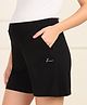 Zelena Solid Extra Stretchable Mid Rise Maternity Shorts With Pockets - Black