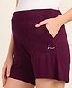 Zelena Viscose Extra Stretchable Solid Maternity Shorts - Burgundy