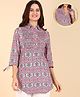 Zelena 100% Cotton Three Fourth Sleeves Floral Printed Zipless Feeding Maternity Top - Multi Colour