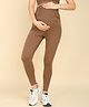 Zelena Solid Ultrastretch Maternity Leggings  -  Brown Milange