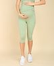 Zelena Ultrastretch Solid Yoga Maternity Capris With Pocket -  Pistachio Green