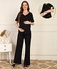 Zelena Viscose Half Sleeves Extra Stretchable Solid Top & Pajama - Black