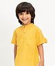 KLINGARU Cotton Half Sleeves Solid Short Kurta - Yellow