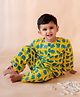 KLINGARU Cotton Woven Full Sleeves Elephants Printed Night Suit - Yellow